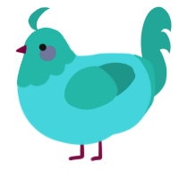 A aqua and turquoise chicken with a head pattern