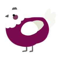 A wine and white chicken with a head pattern