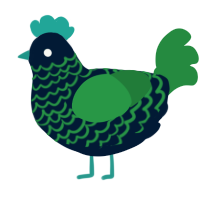 A tumblr and viridian chicken with a lace pattern