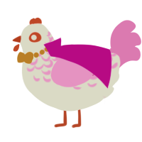 A white and pink chicken with a half-lace pattern