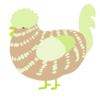 A beige and apple chicken with a bar pattern