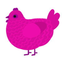 A fuchsia chicken with a lace pattern