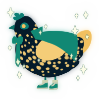 A tumblr and honey chicken with a speckle pattern