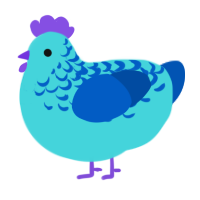 A aqua and ultramarine chicken with a half-lace pattern