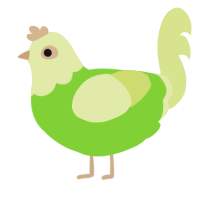 A grass and lemon chicken with a head pattern