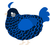 A tumblr and ultramarine chicken with a lace pattern