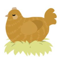 A gold chicken with a bar pattern