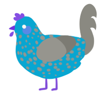 A cerulean and ash chicken with a speckle pattern