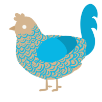A beige and cerulean chicken with a double-lace pattern