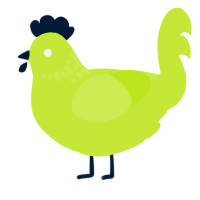 A lime chicken with a neck-speckle pattern