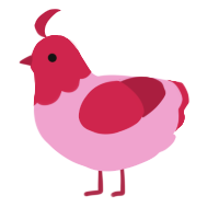 A pink and crimson chicken with a head pattern