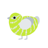 Archie, a lime and mist chicken with a bar pattern