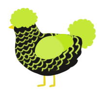 A sable and lime chicken with a lace pattern