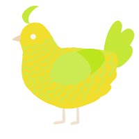 A yellow and lime chicken with a lace pattern
