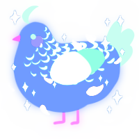 A ultramarine and mint chicken with a half-lace pattern