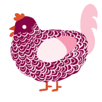 A maroon and rose chicken with a double-lace pattern