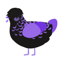 A sable and blurple chicken with a half-lace pattern
