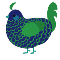 A navy and viridian chicken with a lace pattern
