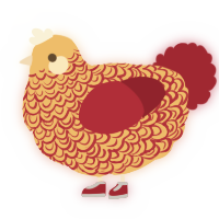 A honey and crimson chicken with a double-lace pattern