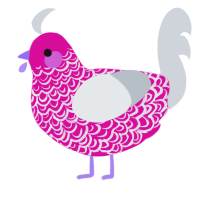 A fuchsia and mist chicken with a double-lace pattern