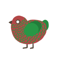 Christmas Tree, a red and viridian chicken with a lace pattern