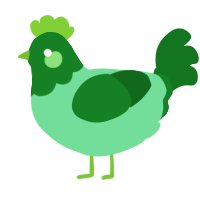 A spring and leaf chicken with a head pattern