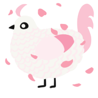 A white and rose chicken with a lace pattern