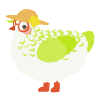 A white and lime chicken with a half-lace pattern