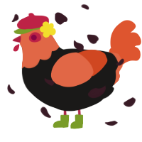 A sable and vermilion chicken with a head pattern