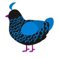 A sable and sapphire chicken with a lace pattern