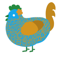 A sky and ochre chicken with a double-lace pattern