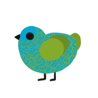 kelp, a cerulean and chartreuse chicken with a double-lace pattern