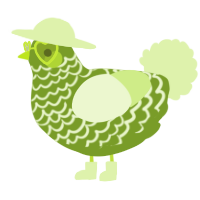 A chartreuse and apple chicken with a lace pattern
