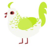 A white and lime chicken with a half-lace pattern