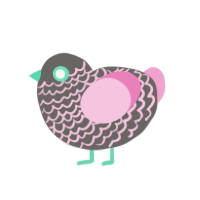 Pint, a grey and pink chicken with a lace pattern