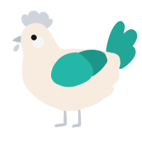 A cream and turquoise chicken