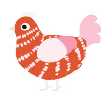A vermilion and rose chicken with a bar pattern