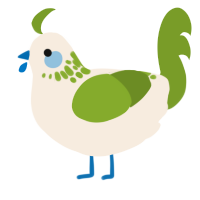 A cream and chartreuse chicken with a neck-speckle pattern