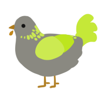 A ash and lime chicken with a neck-speckle pattern