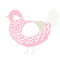 A rose and white chicken with a lace pattern