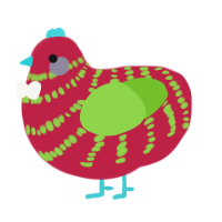A crimson and grass chicken with a bar pattern