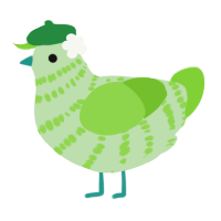 A gluppy and grass chicken with a bar pattern