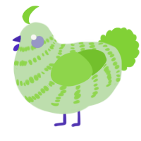 A gluppy and grass chicken with a bar pattern