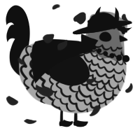A silver and black chicken with a lace pattern