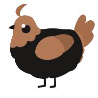 A sable and brown chicken with a head pattern