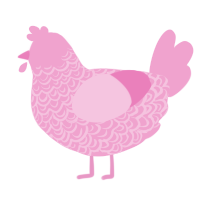 A pink chicken with a double-lace pattern