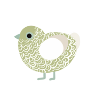 holograms, a lime and cream chicken with a double-lace pattern