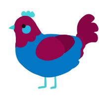 A sapphire and maroon chicken with a head pattern