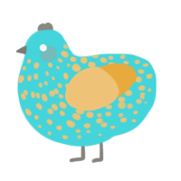A aqua and honey chicken with a speckle pattern