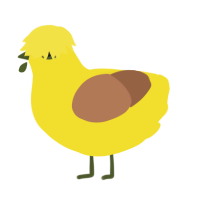A yellow and brown chicken